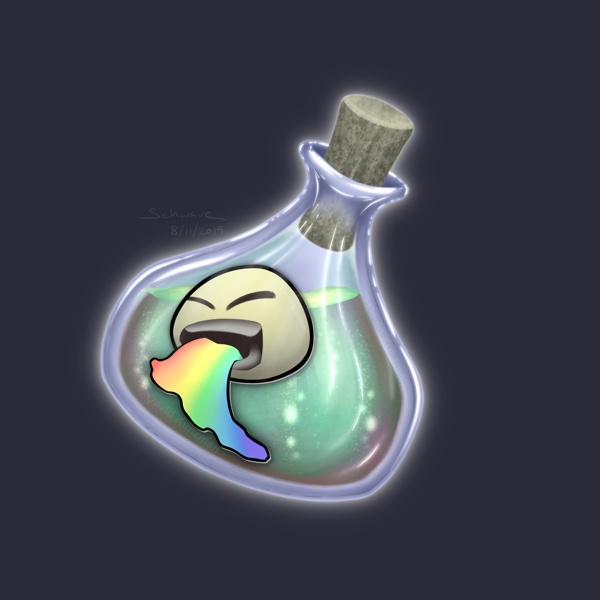 A illustration of a potion that came make your vomit colorful.  Nobody enjoys being sick, but might as well have some fun with it when it happens.